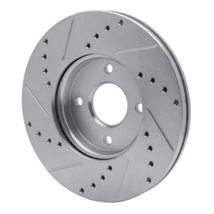 Ford Focus Brake Rotor (1) - Front Right - R1 Concepts - Drilled & Slotted - Silver - `05-`12